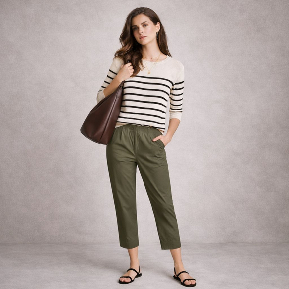 Akris Punto Pants - Akris Punto Olive Pull-On Crop Pants Size 8